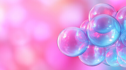 Iridescent Bubbles Against a Pastel Background