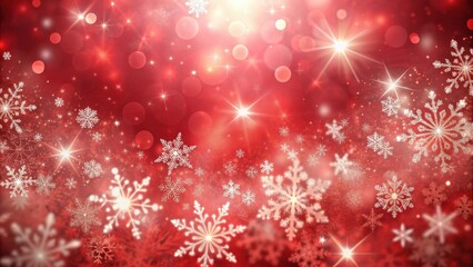 Snowflakes and particles creating a light red Christmas glittering abstract background, snowflakes, particles, red