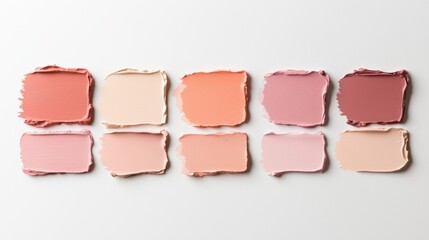 Matte color palette, flat finish shades, contemporary swatch, isolated on white background