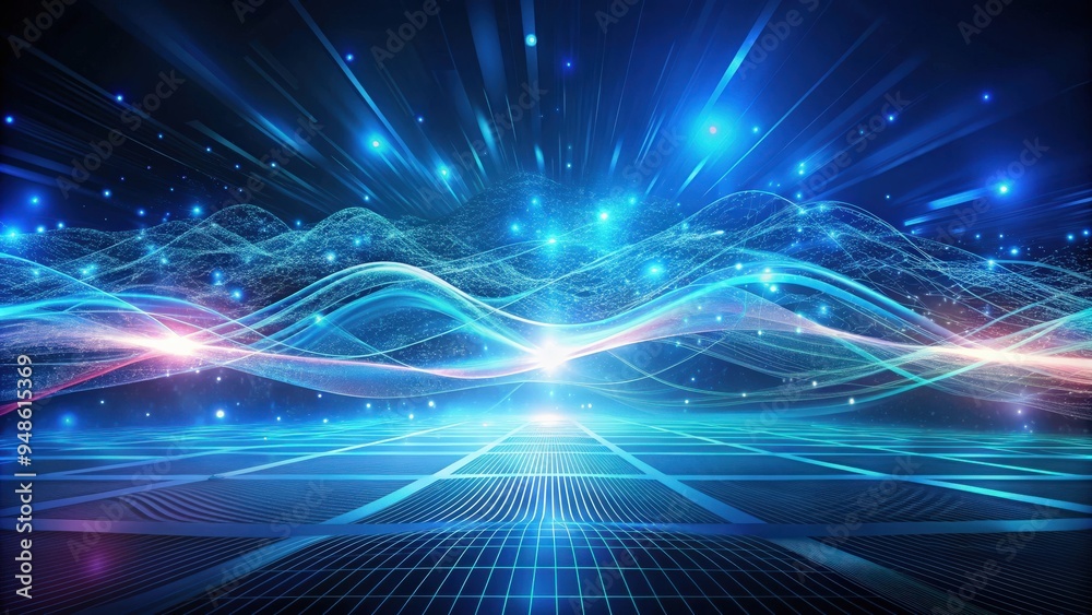 Aufkleber Futuristic abstract technology flow background with dynamic wave , abstract, technology, futuristic, background, dots