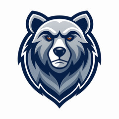 Minimalist Bear Logo Clean, Creative Icon on White Background, 2D Vector Art