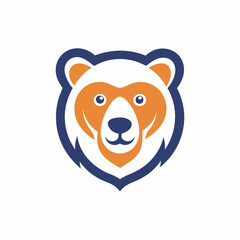 Minimalist Bear Logo Clean, Creative Icon on White Background, 2D Vector Art