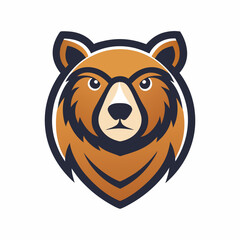 Minimalist Bear Logo Clean, Creative Icon on White Background, 2D Vector Art