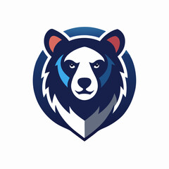 Obraz premium Minimalist Bear Logo Clean, Creative Icon on White Background, 2D Vector Art
