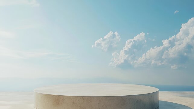 Minimalist Elevated Product Podium with Nature Inspired Coastal Backdrop