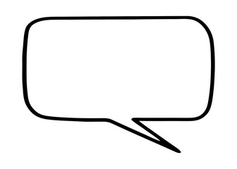 A blank empty speech bubble (comic strip style), regular shape but partially handdrawn. White interior, black border, no shadow, isolated.
