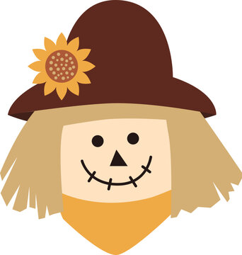 recommend clip art: Cute flat scarecrow head isolated vector.
                    Scarecrow face vector illustration.
                    Scarecrow icon in flat style isolated on Transparent background .