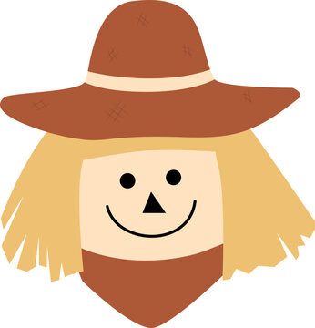 recommend clip art: Cute flat scarecrow head isolated vector.
                    Scarecrow face vector illustration.
                    Scarecrow icon in flat style isolated on Transparent background .