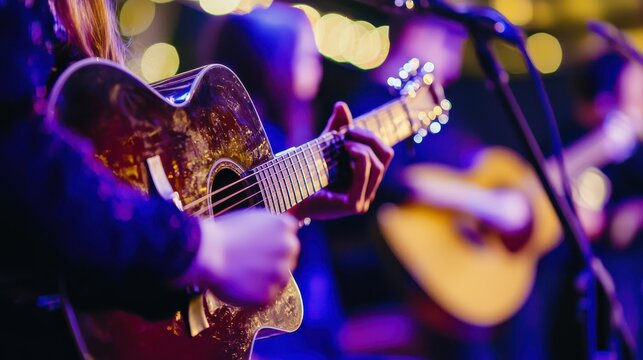 A charity concert with musicians performing to raise awareness and funds for a global cause - Powered by Adobe