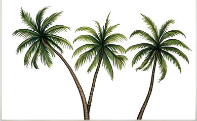 Obraz premium green palm trees on a white background