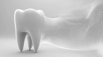 Stylized white tooth design representing dental health, hygiene, and care in a minimalist environment.