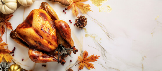 White Marble Table for a Modern Thanksgiving: Chic Decor with Delicious Turkey