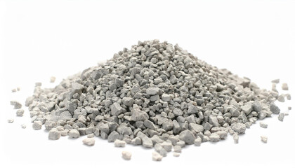 Pile of perlite isolated on white backdrop. Natural material.