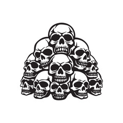 pile of stacked skulls. vector illustration on white background