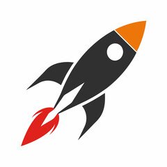 Fototapeta premium Minimalist Rocket Logo - Vector Art on White Background