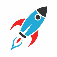 Minimalist Rocket Logo - Vector Art on White Background