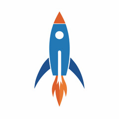 Minimalist Rocket Logo - Vector Art on White Background