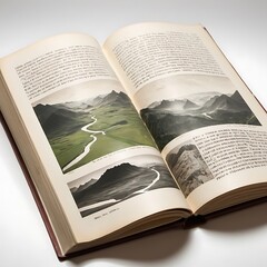 Fototapeta premium A library book's pages containing sprawling landscapes