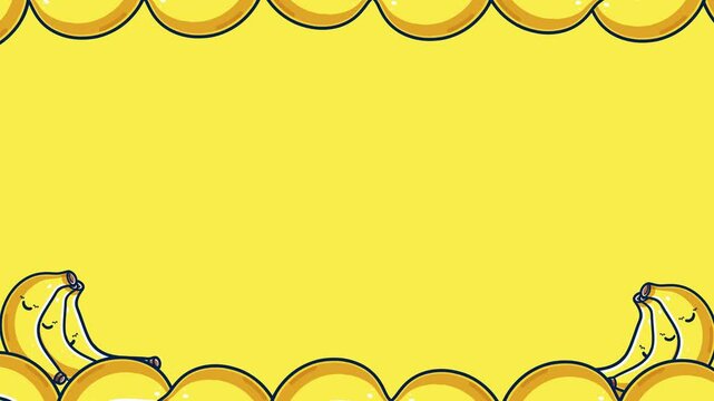 Cute Banana Frame character 2d looping animation with green screen