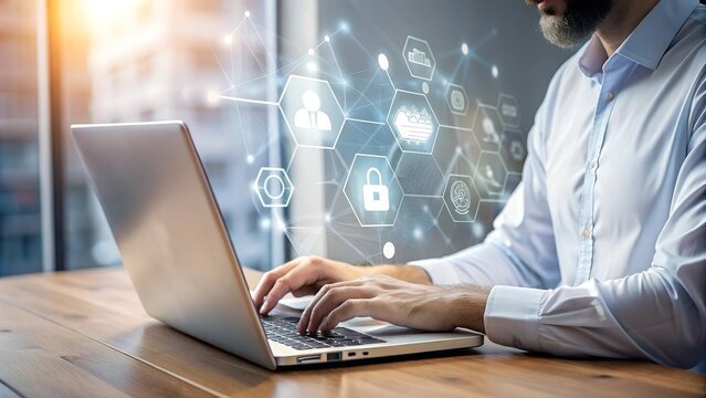 Secure Online Business: Cybersecurity for Growth Stock Image High-Resolution HD Visual Concept Template Professional Graphic Modern Technology Photo Innovation Style Artistic