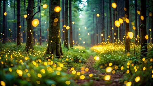 Bokeh light of firefly in forest, firefly, bokeh, light, forest, nature, magical, glowing, insect, wildlife, enchanting
