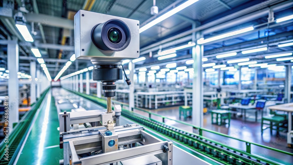 Aufkleber Automatic robot vision sensor camera system in intelligent PCB factory , robot, vision sensor, camera, system