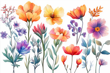 watercolor flower clipart set fairytale illustration wallpaper background collection vivid intricate floral