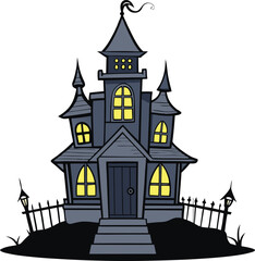 A spooky cartoon style haunted house for Halloween