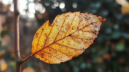 Obraz premium The autumn of nature is coming, a leaf knows autumn 
