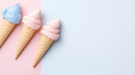 Ice cream summer color palette, pastel pinks and blues, sweet and playful swatch, isolated on white background