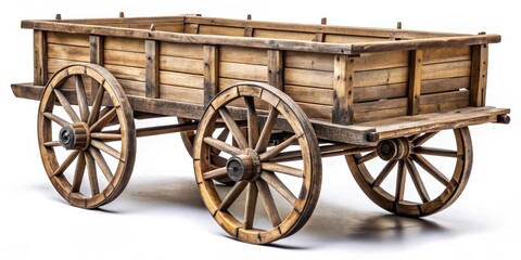 Fototapeta premium Wooden pushcart with rustic design and metal wheels , vintage, rustic, wooden, pushcart, cart, traditional