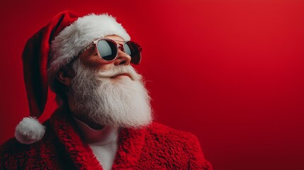 Portrait trendy modern santa claus ,Christmas, on   background in studio	