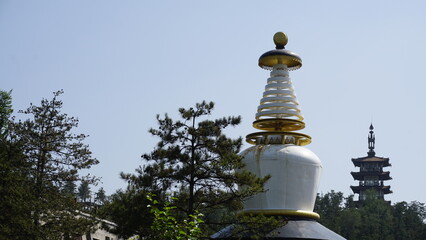 Ancient chinese buddhist tibetan stupa tempe in Yungang caves in Datong in China