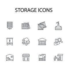 storage icon set.vector.Editable stroke.linear style sign for use web design,logo.Symbol illustration.