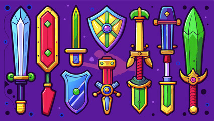 set of swords and shield for games