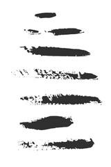 Set of brushes of strokes, stripes - noisy, ink, dirty. Vector illustration.