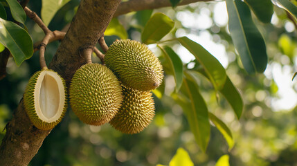 Durian crescendo em árvore