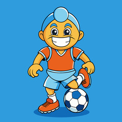 soccer groovy style cute cartoon character with face, arms and legs, vector illustration
