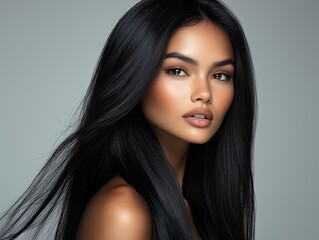 Fototapeta premium Stunning portrait of a woman with long hair