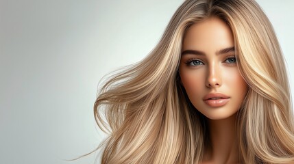 Fototapeta premium Stunning woman with vibrant blonde hair 