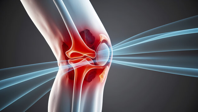 Detailed Illustration of Knee Health Showing Ligaments and Bones, Perfect for Wellness, Healthcare, and Rehabilitation Designs