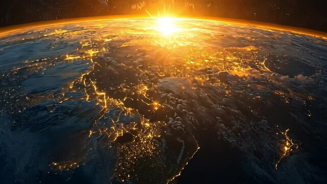sunrise light effect shining earth footage