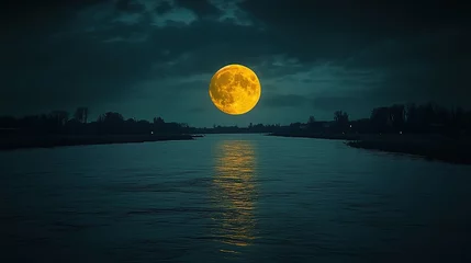 Big mystical moon over the river or like. Once in a Blue Moon.