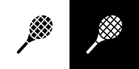Badminton racquet icon Flat fill set collection