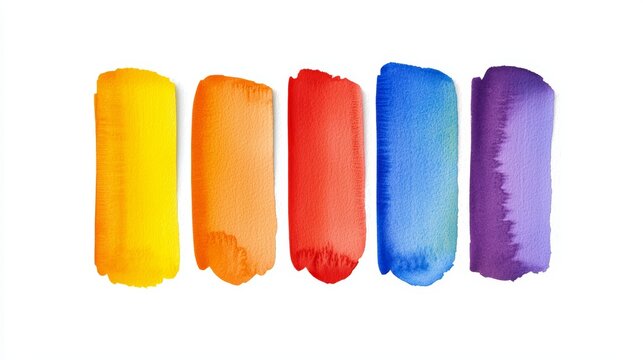 Vibrant summer color palette, bright and bold hues, watercolor swatch, isolated on white background