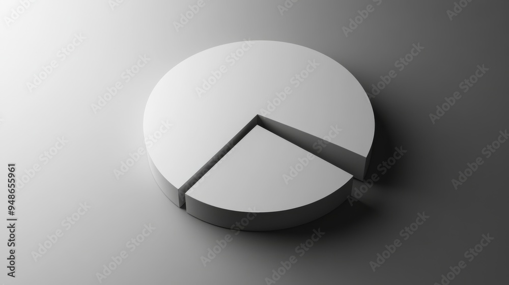 Fototapete A minimalist 3D pie chart with a monochromatic color scheme, showcasing different data segments with clean lines and smooth surfaces.
