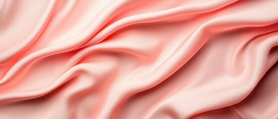 Fototapeta premium Close-Up of Flowing Soft Pink Fabric with Gentle Folds and Wrinkles, Creating a Smooth Texture