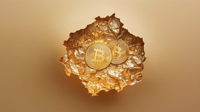 The gold coin is in a gold paper box.