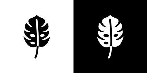 Monstera leaves icon Flat fill set collection