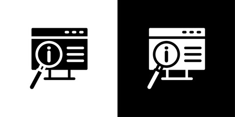 Researching information online icon Flat fill set collection
